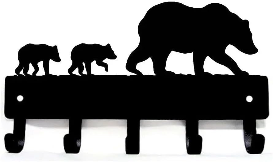 Bear & Cubs Key Rack Hanger - Large 9 inch Wide - Made in USA - Wall Mount