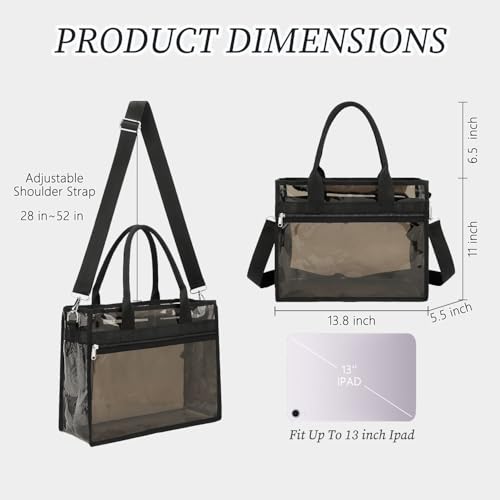 Image of Fammart Clear Bags Stadium Approved, Jelly Tote Bag for Women with Zipper, Crossbody Bag with Adjustable Strap for Work