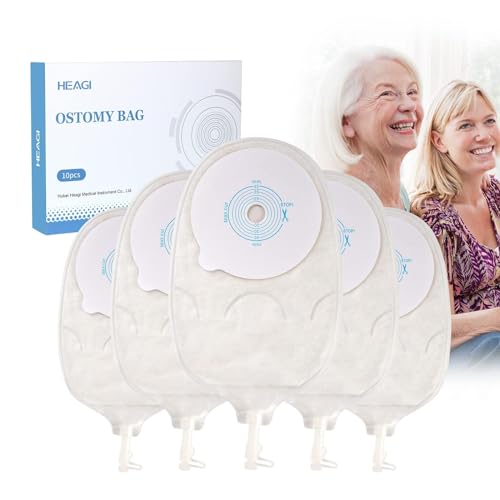 Heagimed Bolsas De Urostomía De 10 Piezas Para Ostomía, Suministros De Uretrostomía Antirreflujo Bolsa De Drenaje Con VáLvula Para Ileostomía De Colostomía, Corte A Medida De 15-45 mm
