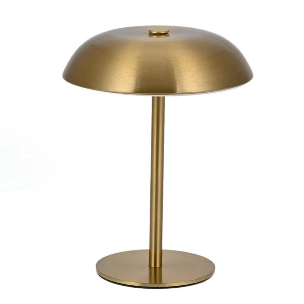 Metal Mushroom Table Lamp, Touch Control 3 Colors Cordless Rechargeable LED Bedside Lamp for Bedroom Living Room Home Decor(Gold)
