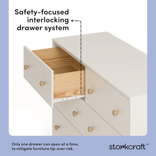 Image of Storkcraft Texas 6 Drawer Dresser, Frosted Oat and Driftwood