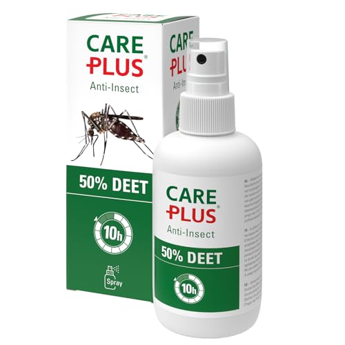 Care Plus Mückenspray DEET 50% 200ml - starkes Mückenschutz DEET 50% Spray für Urlaub und Fernreisen - langanhaltender Insektenschutz mit Mückenspray - bis zu 10 Stunden Schutz vor Mücken