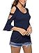 Florboom Womens Shirt Tops Cold Shoulder 3/4 Sleeve T Shirt Blouse Navy Blue XL