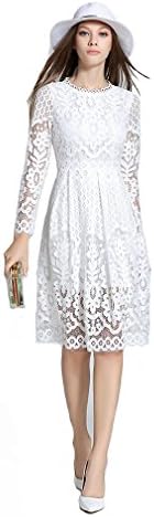 Women Spring Autumn Bohemian Hollow Lace Dress（Random Giving Away Free Necklace）