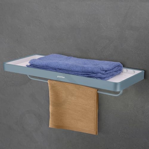 Image of Plantex Aluminium and Acrylic Towel Holder in Bathroom /Towel Rod /Towel Hanger /Bathroom Accessories (Grey & Milky White-24 Inch)