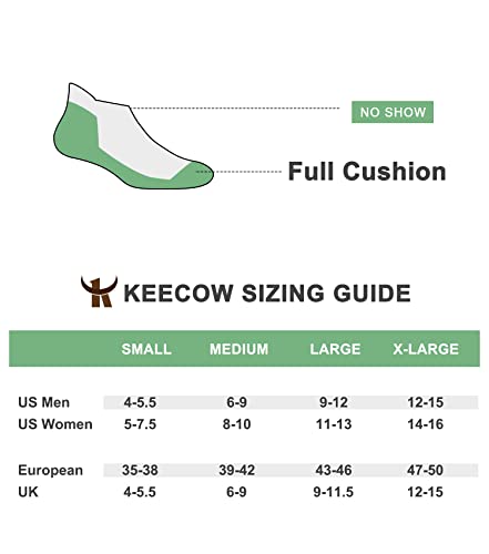 Keecow Performance Comfort No Show Ankle Cushion Socks For Men & Women, Athletic, Tab, Short, Socks For Running, Walking, Outdoor (Large, Black (6 Pairs)) #TOP5