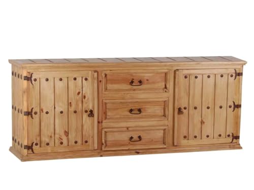 MiaMöbel Sideboard Mexico Möbel 205x88x52 cm Landhausstil Massivholz Pinie Honig MiaMöbel Sideboard Mexico Möbel 205x88x52 cm Landhausstil Massivholz Pinie Honig