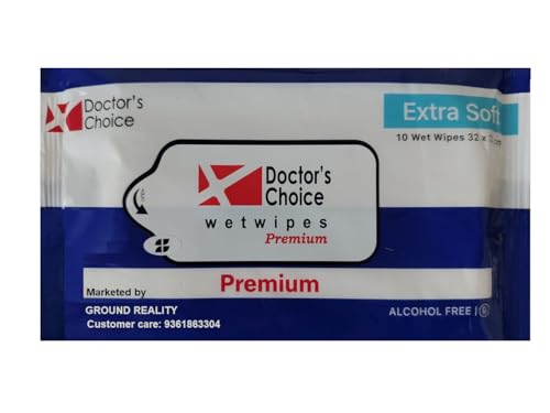 Image of Doctor's Choice Wet Wipes | Soft Bed Bath Wipes | 10 Large Wipes /Pack (32 x 32 cm) | Alcohol-free & Clinically Safe (Pack of 48)