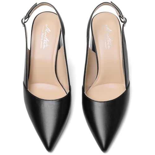 Image of Mostrin Kitten Heels for Women Slingback Pointed Closed Toe Heels Women's Pumps Shoes for Wedding, Party, Commuting