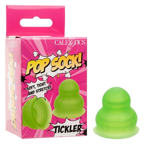 Image of CalExotics Pop Sock! 1.75 Inch Tickler Male Masturbator with Reversible Texture and Closed-End Superior Suction Green SE-0936-03-3