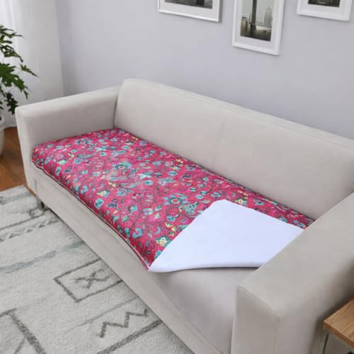 Image of Homerz Premium 3 Seater Velvet Sofa Panel Cover with Digital Prints | Anti-Slip Backing (Lalbagh, 3 Seater)
