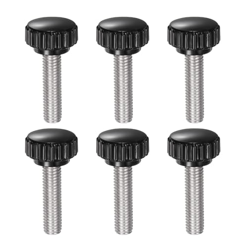 uxcell 6pcs Knurled Clamping Knobs M8 x 30mm Metric 304 Stainless Steel Male Thread Thumb Screw on Type 22mm Plastic Round Head Threaded Hand Bolt Stud Knobs Black by uxcell - Used condition - US$8.15