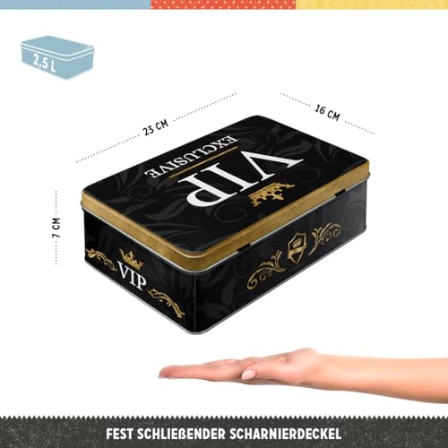 Nostalgic-Art Retro Vorratsdose Flach, 2,5 l, VIP Exclusive – Geschenk-Idee für besondere Menschen, Blech-Dose mit Deckel, Vintage Design