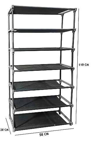 Image of CMerchants Shop 6 Rack Collapsible Wardrobe Cabinet (Black) Metal