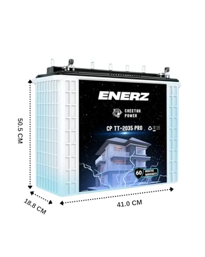 Image of ENERZ CP TT-2035 PRO 12V 200Ah Tall Tubular Inverter Battery 23+ Hour Backup, 5-Year Warranty, Reliable Power for Home & Office