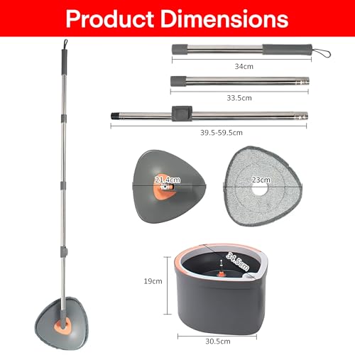 Image of PRIME PICK 360 Spin Mop & Extendable Ceiling Fan Cleaning Brush Stainless Steel Wringer Big Wheels, Puller Handle Microfiber Dry, Wet Mop for Floor Wall & Fan Cleaning, (Dark Grey)
