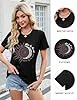 Lonya Women's T-Shirt Black Crew Neck Short Sleeve Tunic Tee Shirt Casual Cute Graphic Print Basic Fashion Tshirts Sun and Moon,L #2