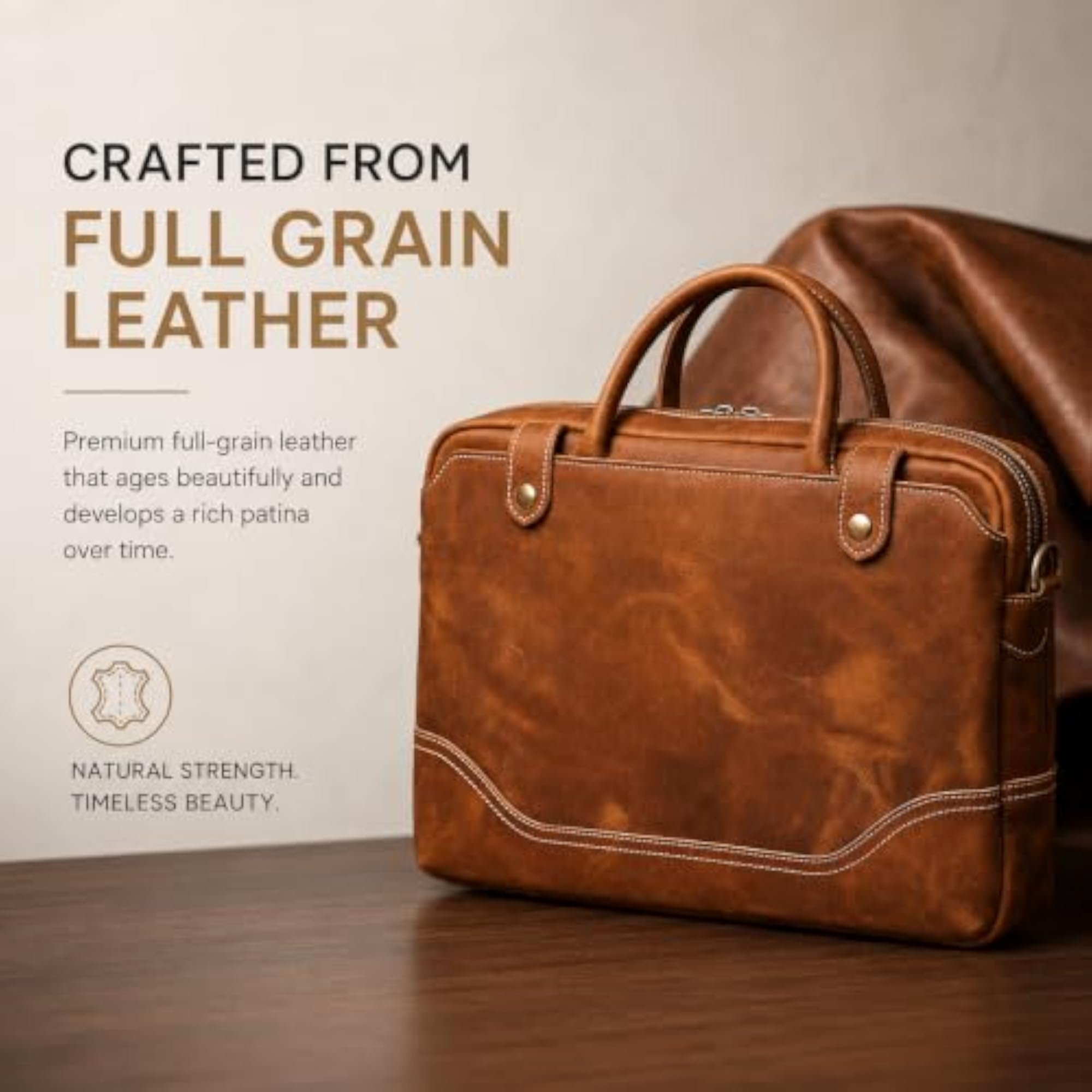 Everyday Slim Brown Laptop Briefcase with Compartment