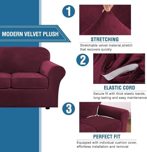 Funda de sofa de terciopelo antideslizante para solucionar cojines sueltos 3