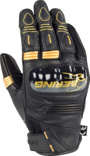 BERING Axel perforierte Damen Motorrad Handschuhe, schwarz/gold, XL