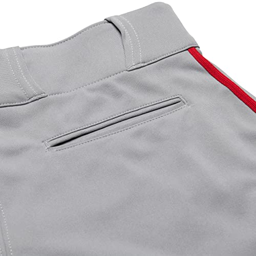 Champro Triple Crown Knicker Style Baseball Pants With Contrast-Color Braid Piping And Reinforced Sliding Areas , Grey, Scarlet Pipe, Medium #TOP3