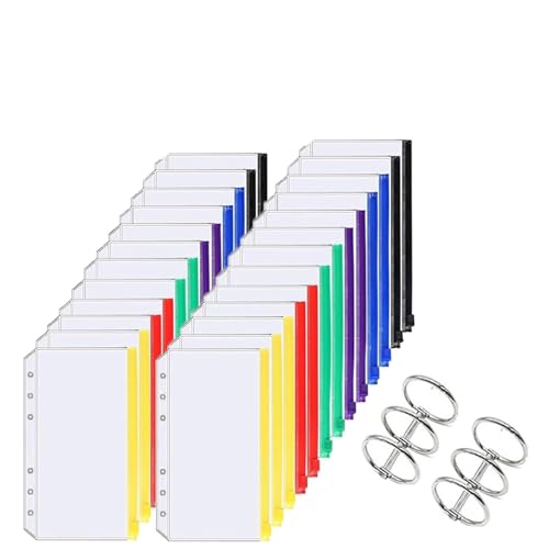 Pochettes transparentes à fermeture éclair pour classeur à 6 anneaux x25