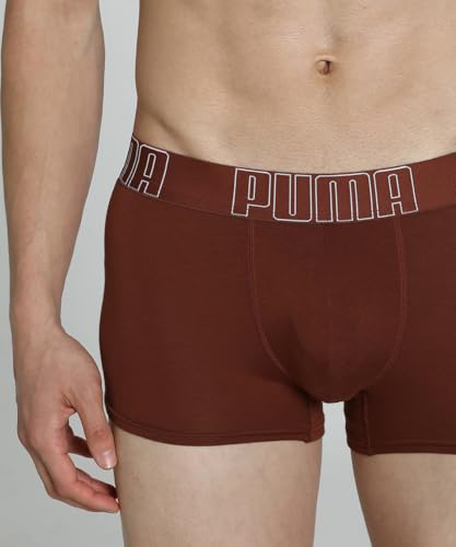 Image of Puma Bamboo Men's Trunks - Warm Chestnut - White