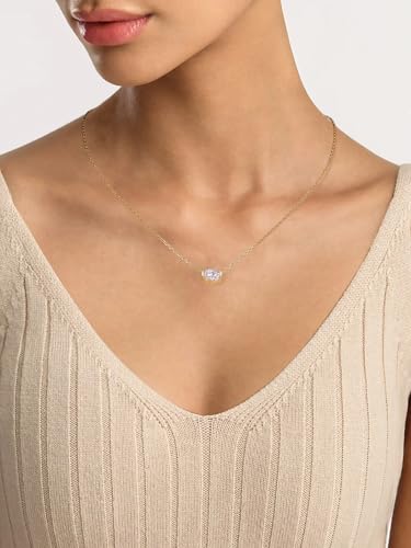 CYW Moissanite/Ruby/Sapphire/Emerald Dainty Pendant Necklace for Women, Novelty Design, Really Authentic Solid 925 Sterling Silver, 16"/18"/20" Adjustable, Birthday Anniversary Valentines Gift2