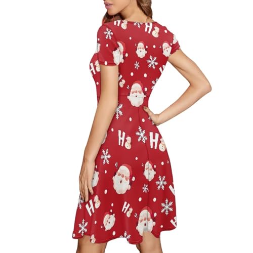 Image of Forchrinse Summer Dresses for Women Crew Neck Short Sleeve Midi Dress Casual Beach Vacation Sundress