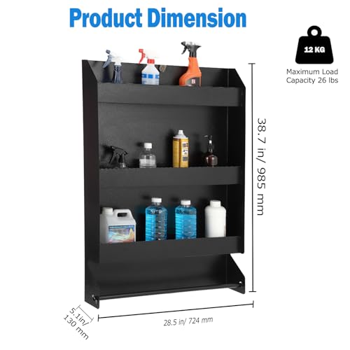 Towallmark Wall-Mounted 5052 Aluminum Open Storage Cabinet for Tools and Supplies, Garage Tool Cabinet with Paper Towel Rack Organizer, Ideal for Shop, and Trailer Use, Black by Towallmark - Image 7