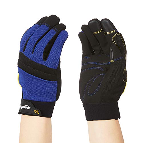 AmazonBasics Enhanced Flex Grip Work Gloves, Blue, M