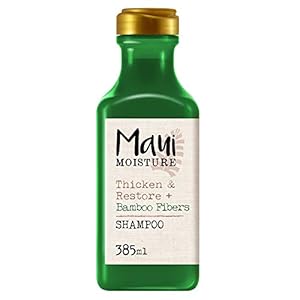 Maui Moisture Thicken & Restore + Bamboo Fibers Shampoo (385 ml), champú sin sulfatos ni parabenos fortalecedor y reparador con fibras de bambú para cabello dañado y quebradizo