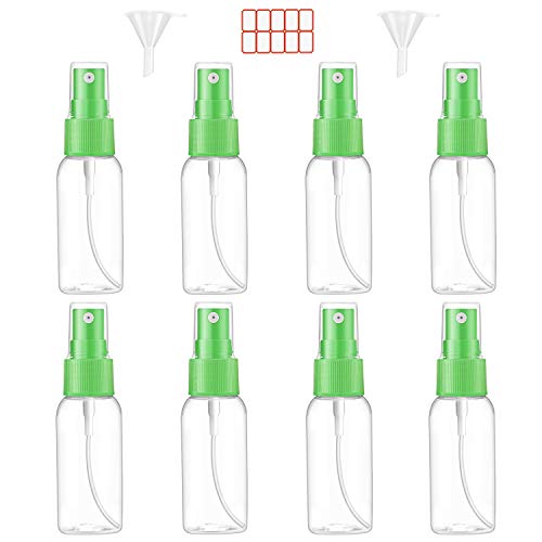 Small Spray Bottle, 30ml/1oz Empty Small Spray Bottles, Clear Fine Mist Mini Spray Bottles with Funnels and Labels for Rubbing Alcohol, Essential Oil, Perfume, Remover (8pack)