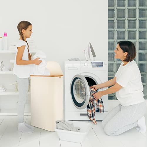 Laundry Basket With Lid - Laundry Hamper With Lid And Removable Bag, 100L Large Foldable Laundry Basket Dirty Clothes Hamper With Handles, Waterproof Oxford Bamboo Hamper For Bedroom, Laundry Room #TOP5