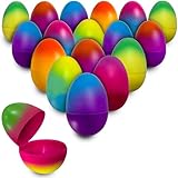 Stargo 16 Pack 3.2” Large Colorful Ombre Easter Eggs Empty - with hinges, Bright Ombre Multicolored, Plastic Easter Eggs Fillable, Eggs for Easter Egg Hunts, Basket Fillers, Party Favor, Surprise Eggs - Image 1