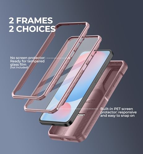 Image of Dexnor for Samsung Galaxy S24 FE Case with Camera Cover & Adjustable Kickstand & Built-in Screen Protector, Magnetic Rugged Shockproof Bumper Cases Heavy-Duty Magnetic Protective Cover,Peony Pink