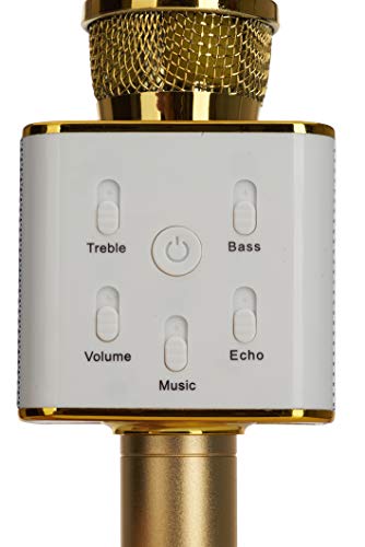 Sing-Along PRO Portable Bluetooth Karaoke Microphone and Bluetooth Stereo Speaker - All-in-one - Perfect for Birthday or Home Party - All Smartphone (Gold)