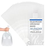 zwxt 50 Pieces Mushroom Grow Bags, Mushroom Spawning Bags, Autoclave Resistant Bags - 0.2 Micron Fil