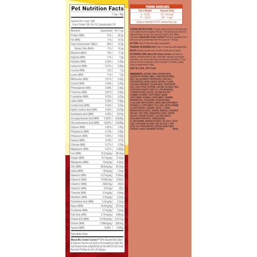 Image of Meow Mix Tender Centers Basted Bites Dry Cat Food, Beef & Salmon Flavors, 13.5 Pound Bag