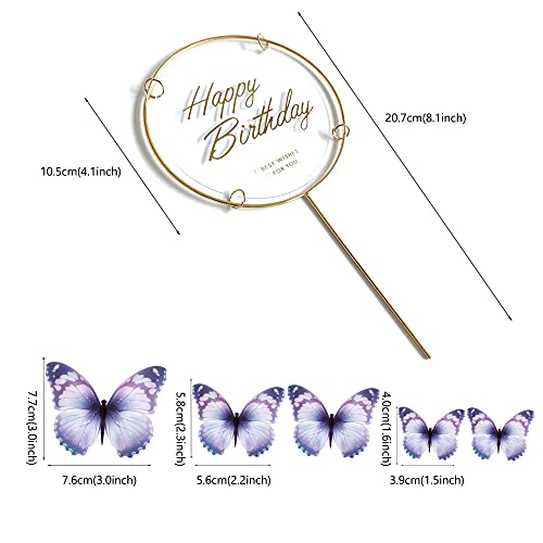 11-Pieces Bule Purple Butterfly Cake Toppers Happy Birthday Metal Gold Happy Birthday Cake Topper Butterfly Birthday Cake Decorations Cake Butterfly Party Decorations #TOP3