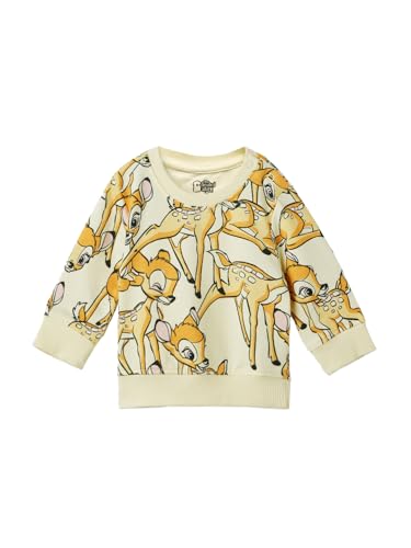 Image of The Souled Store Disney: Cute Bambi Girls Long Sleeves Round Neck Snap Button Yellow All Over Printed Cotton Sweatshirts