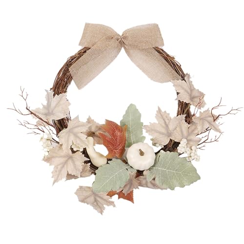 Corona di zucca d'acero,Corona d'acero autunnale - Corona artificiale per porta da parete, zucca realistica,Corona rustica della fattoria per celebrare il raccolto del Ringraziamento per camera da