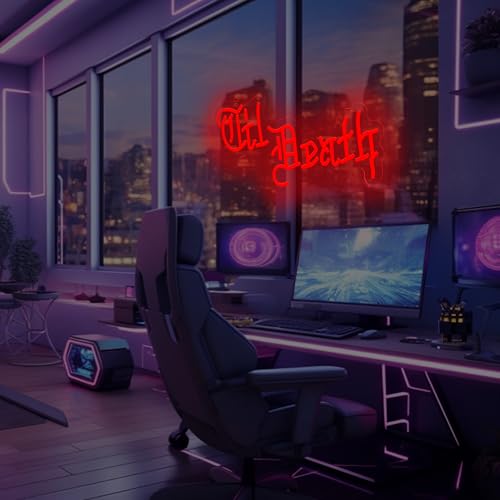 Image of Til Death Wedding Neon Sign USB Powered for Wall Decor, Gothic Halloween Gifts Neon Sign Dimmable LED Neon Light Sign for Bedroom Home Man Cave Old English Decor Goth Lover Gift