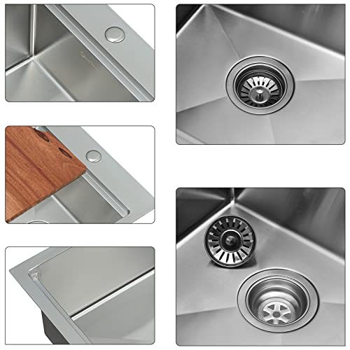 Ecochannels Kitchen Sink, 17 X 19 Inch Drop-In Bar Sink Stainless Steel Topmount Kitchen Sink Single Bowl Workstation Sink #TOP4