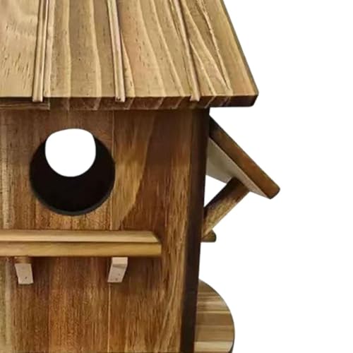 Ｂｅｓｇａ Casa de madeira para pássaros, abrigo decorativo rústico multiuso para pássaros, caixa de repr