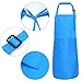 Elcoho 8 Pieces Kids Apron and Chef Hat Set Cotton Adjustable Children's Kitchen Chef Hat with Apron for Cooking and Painting (Black, White, Red, Blue)