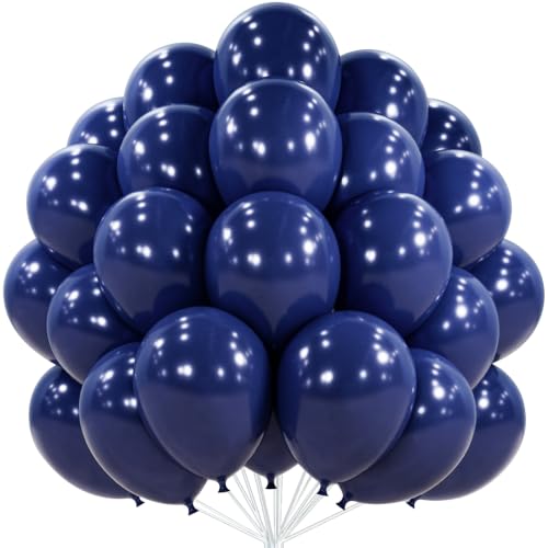 Image of PartyWoo Navy Blue Balloons 50pcs Dark Blue Latex Helium Balloons 12 Inch | Graduation New Year Wedding Sports Theme Boy Baby Shower Men Birthday Bachelorette Party Decorations Blue-Z90