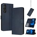 QiongniAN kompatibel mit Sony Xperia 1 V Hülle Leder,kompatibel mit Sony Xperia 1 V 5G 2023 XQDQ62 XQ-DQ72 XQ-DQ54 XQ-DQ24 XQ-DQ44 Hülle PU Flip-Handyhülle Blue
