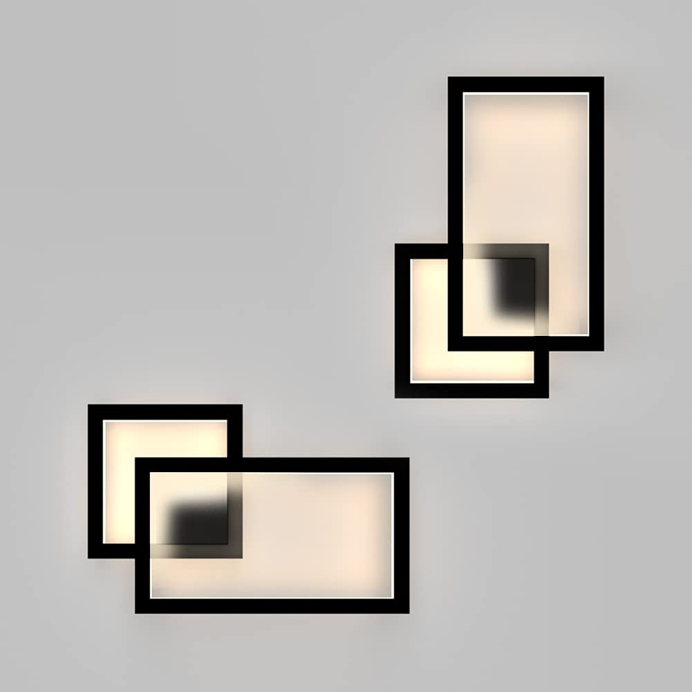 Klighten juego de 2 luces LED de pared para interiores, 24W, 1960LM, luces de pared modernas pared decorativa para dormitorio, Negro