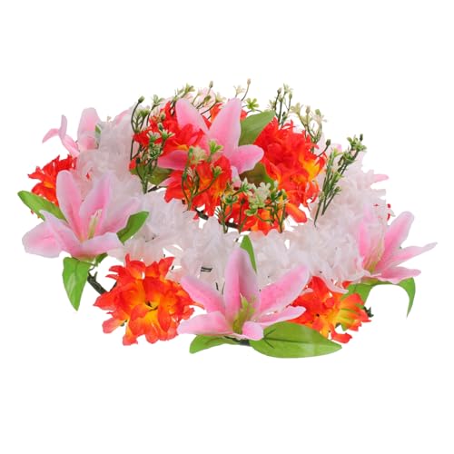 DECOMELODY Ghirlanda Funebre Artificiale con Fiori Riprodotti Realistici Corona Decorativa per Cimitero Senza Necessità di Cura Resistente e Facile da Usare per Commemorazioni e Cerimonie
